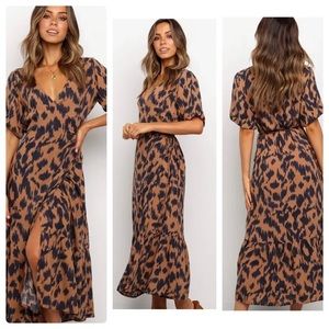 I’M BOOKED ANIMAL PRINT MIDI WRAP DRESS